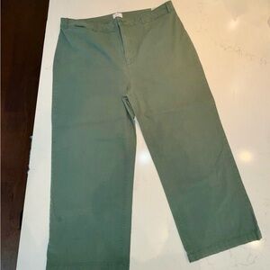 Old Navy Olive Green Cropped Flood Pants Twill Wide Leg Minimalist Utility Chic